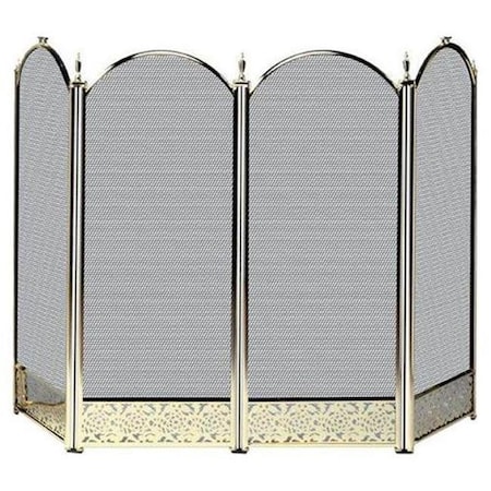 Uniflame Fireplace Screen, 52 in W 32 in H, Iron, Brass S-2115